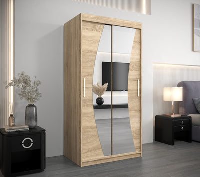 Wave Sliding Door Wardrobe 100cm