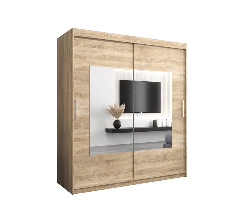 Torino Sliding Door Wardrobe 180cm [Oak Sonoma] - White Background