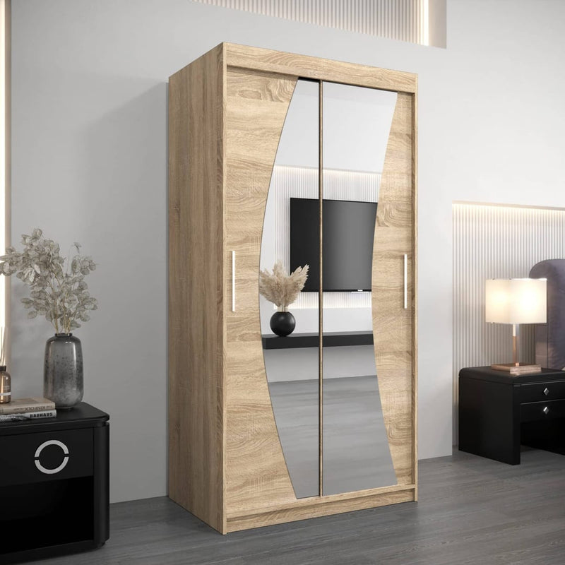 Wave Sliding Door Wardrobe 100cm
