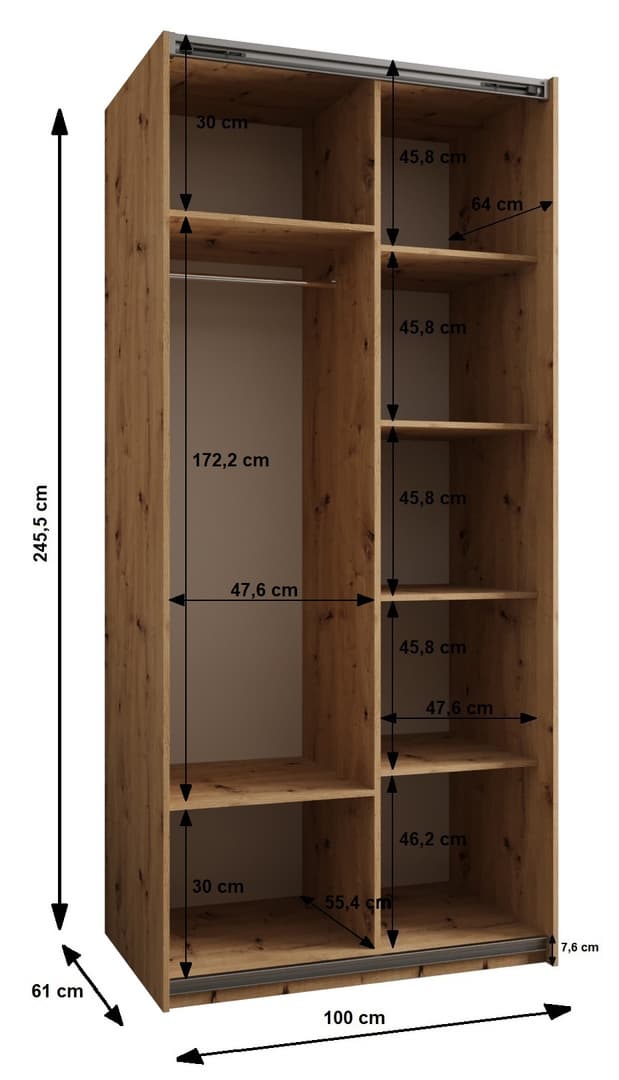 Trosa I Sliding Door Wardrobe 100cm