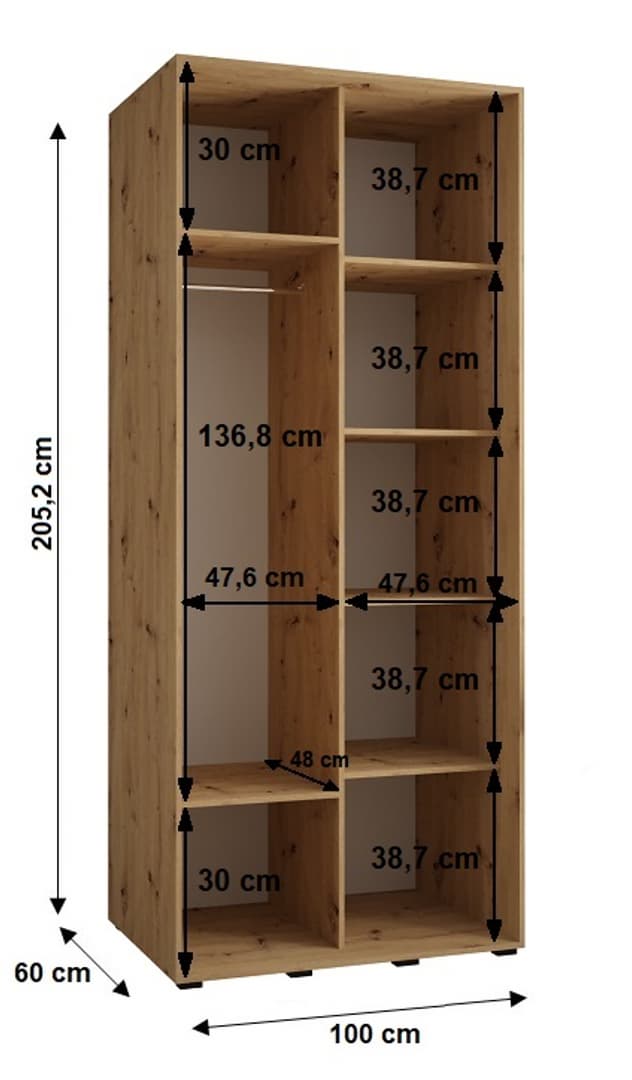 Cannes III Sliding Door Wardrobe 100cm