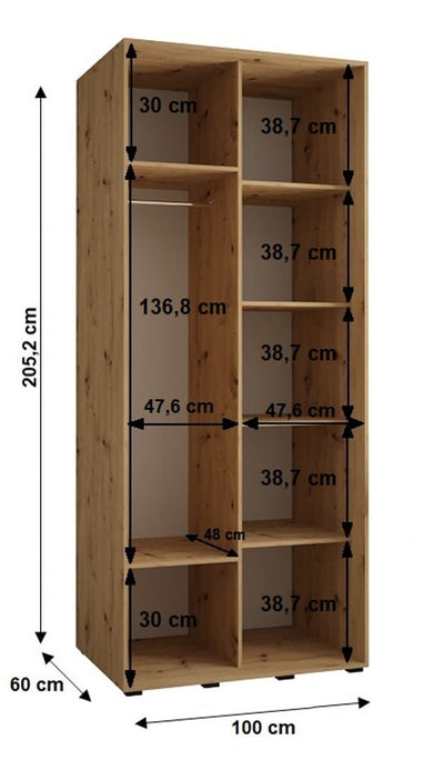 Cannes V Sliding Door Wardrobe 110cm