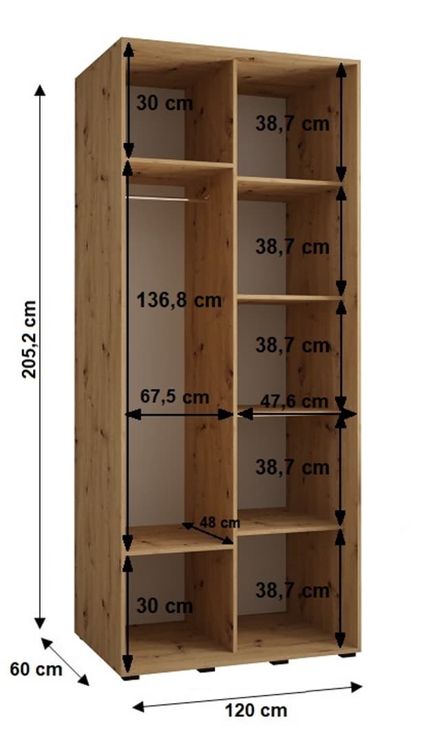 Cannes IV Sliding Door Wardrobe 120cm