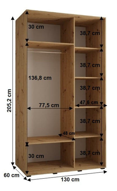 Cannes III Sliding Door Wardrobe 130cm