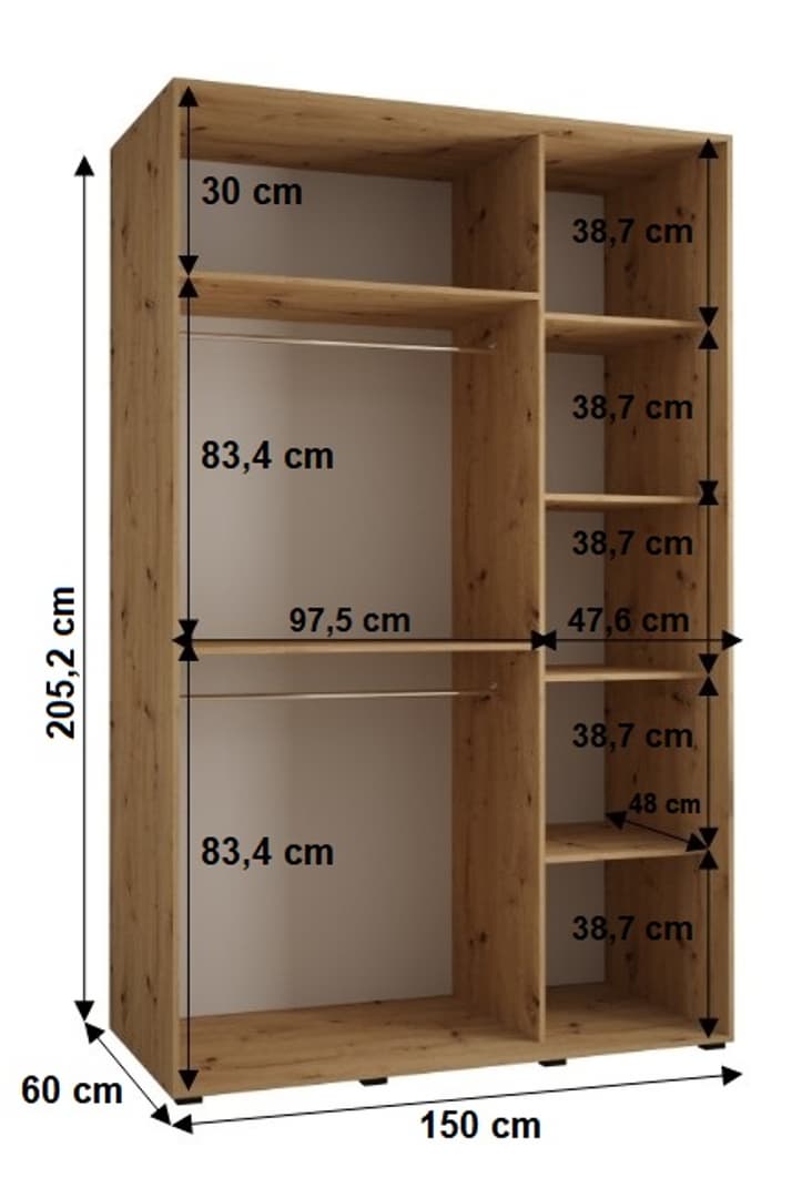 Sapporo I Sliding Door Wardrobe 150cm