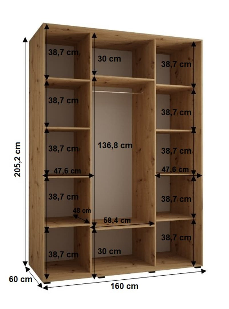 Cannes XI Sliding Door Wardrobe 160cm