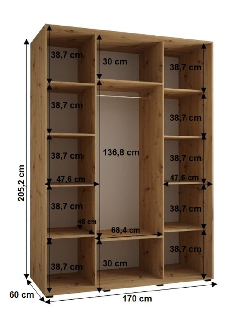 Sapporo I Sliding Door Wardrobe 170cm