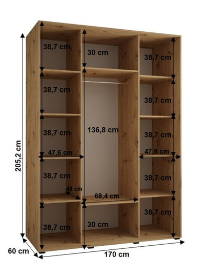 Cannes IX Sliding Door Wardrobe 170cm