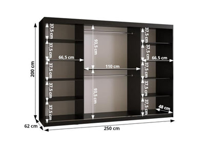 Osaka I Sliding Door Wardrobe 250cm