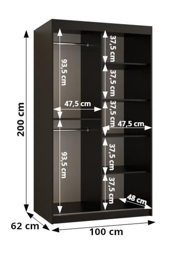 Osaka II Sliding Door Wardrobe 100cm