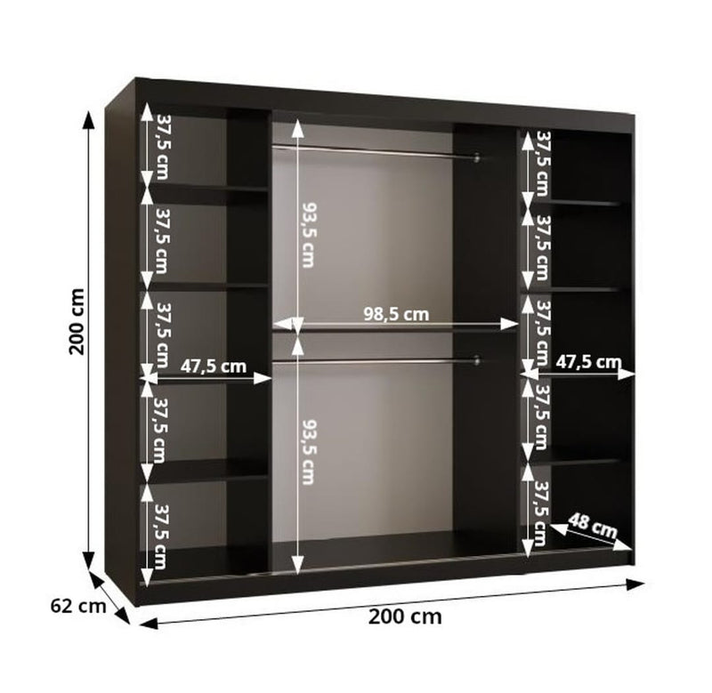 Bilund II Sliding Door Wardrobe 200cm