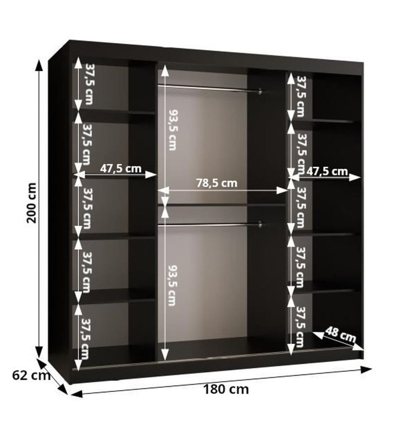 Osaka II Sliding Door Wardrobe 180cm