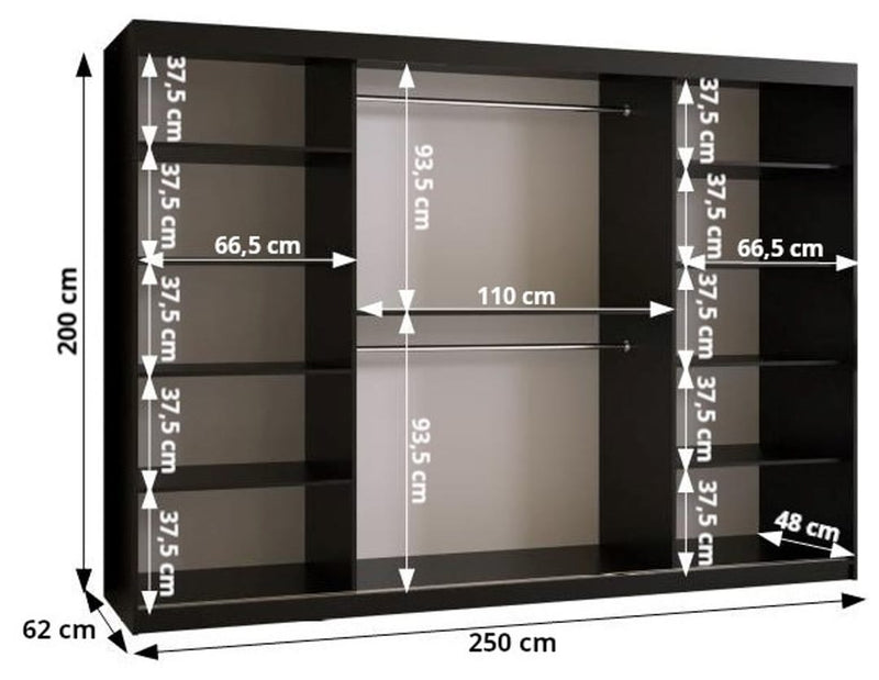 Marsylia Sliding Door Wardrobe 250cm