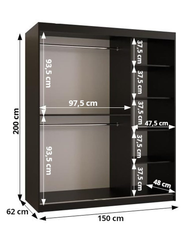 Bilund II Sliding Door Wardrobe 150cm