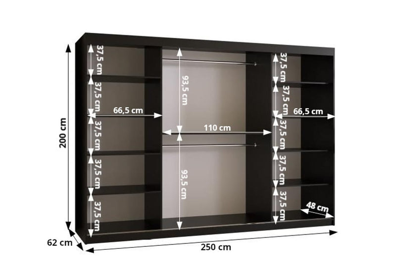 Osaka Sliding Door Wardrobe 250cm