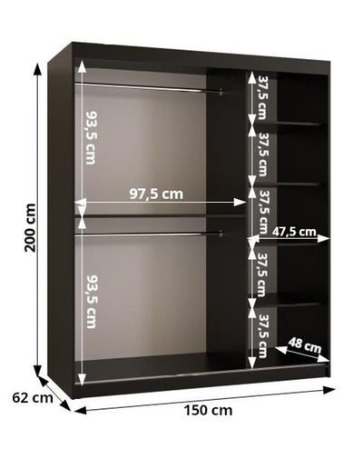 Osaka II Sliding Door Wardrobe 150cm