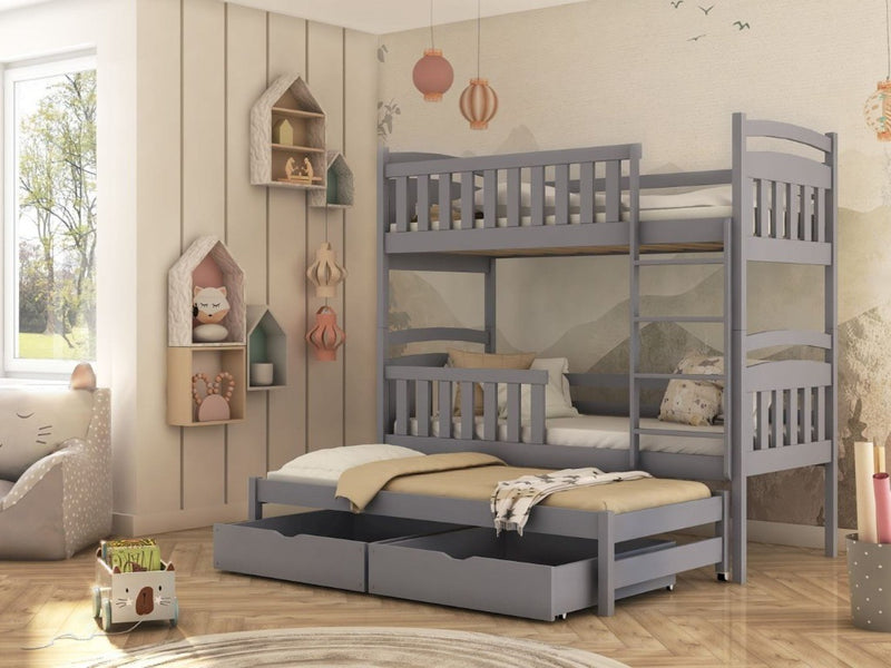 Viki Bunk Bed with Trundle and Storage [Grey] - Product Arrangement 