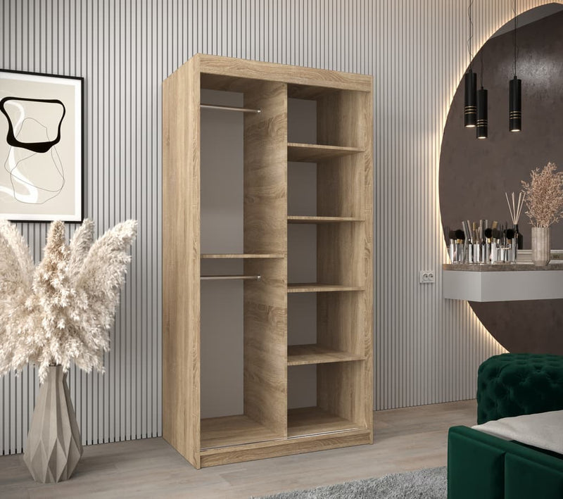 Boliwia Sliding Door Wardrobe 100cm [Oak] - Interior Image 3