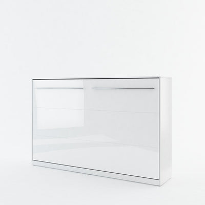 CP-05 Horizontal Wall Bed Concept Pro 120cm with Over Bed Unit [White Gloss] - White Background