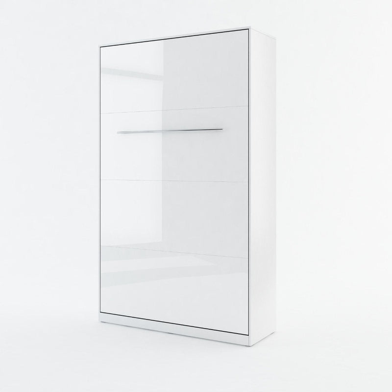 CP-02 Vertical Wall Bed Concept Pro 120cm with Storage Cabinet [White Gloss] - White Background