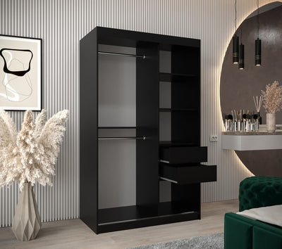 Boliwia Sliding Door Wardrobe 120cm [Black] - Interior Image 2