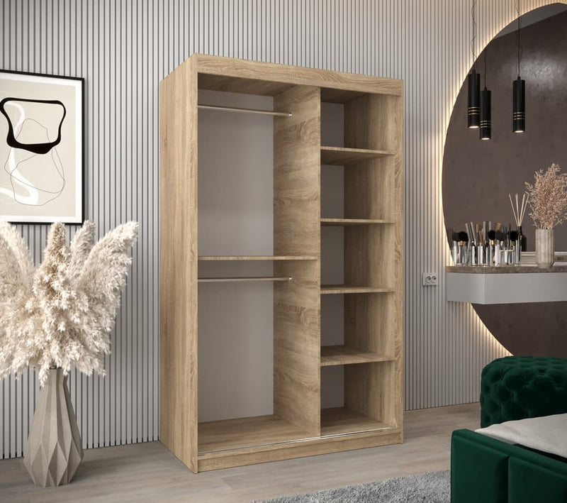 Boliwia Sliding Door Wardrobe 120cm [Oak] - Interior Image 3