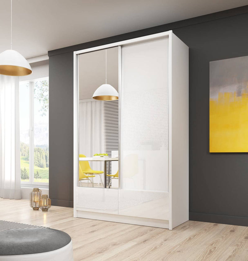 Aria I Sliding Door Wardrobe 154cm [White] - Lifestyle Image