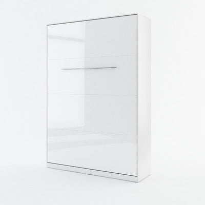 CP-01 Vertical Wall Bed Concept Pro 140cm with Storage Cabinets [White Gloss] - White Background