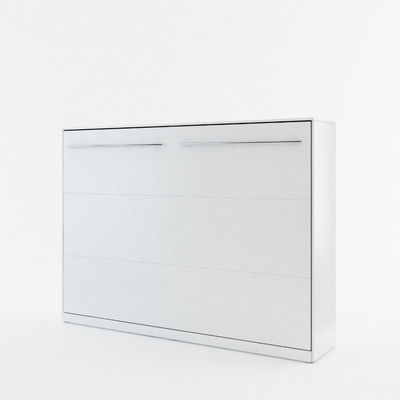 CP-04 Horizontal Wall Bed Concept Pro 140cm with Over Bed Unit [White Matt] - White Background