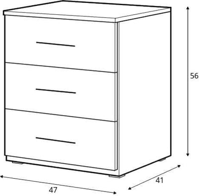 Beta Bedside Cabinet 46cm [Oak] - Dimensions Image