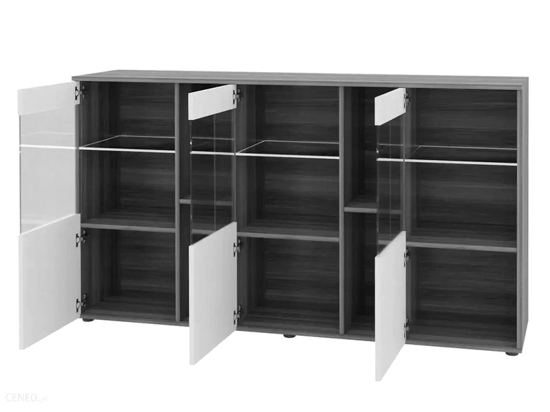 Dorade Display Sideboard Cabinet in White and Black Gloss