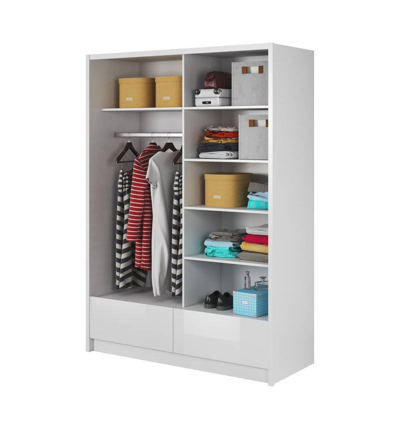 Aria I Sliding Door Wardrobe 154cm [White] - Interior Layout