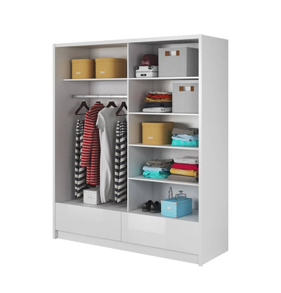 Aria I Sliding Door Wardrobe 184cm [White] - Interior Layout