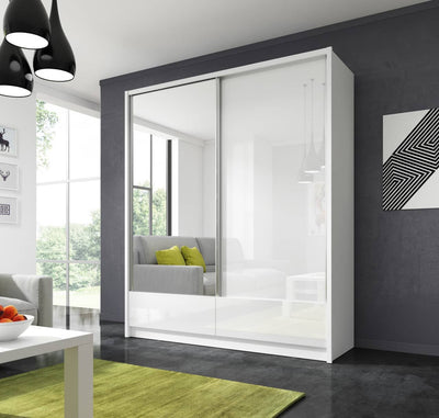 Aria I Sliding Door Wardrobe 184cm [White] - Lifestyle Image