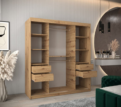 Boliwia Sliding Door Wardrobe 180cm [Oak] - Interior Image 2