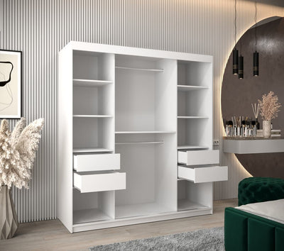 Boliwia Sliding Door Wardrobe 180cm [White] - Interior Image  2