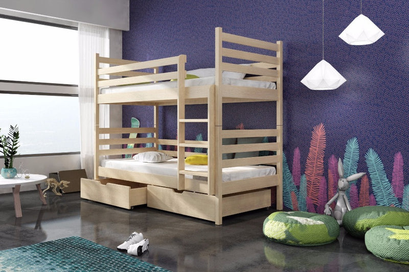 Wooden Bunk Bed Nemo with Storage [Pine] - Product Arrangement 