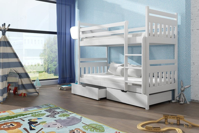 Wooden Bunk Bed Adas with Storage [White] - Product Arrangement 