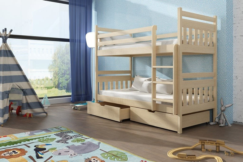 Wooden Bunk Bed Adas with Storage [Pine] - Product Arrangement 