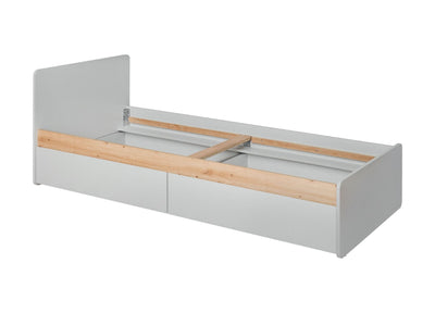 Vivero Bed with Drawer [Oak] - White Background 2