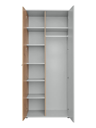 Vivero Hinged Wardrobe 84cm [Oak] - Interior Layout