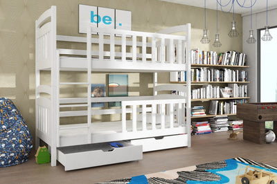 Wooden Bunk Bed Sebus with Storage [White] - Product Arrangement #3