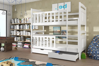 Wooden Bunk Bed Sebus with Storage [White] - Product Arrangement #4