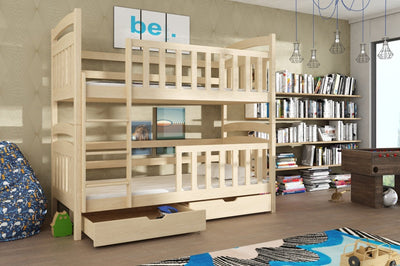 Wooden Bunk Bed Sebus with Storage [Pine] - Product Arrangement #2