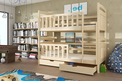 Wooden Bunk Bed Sebus with Storage [Pine] - Product Arrangement #1