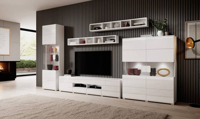 Toledo 40 TV Cabinet 208cm [Front White Gloss with White Matt Carcass] - Living Room Set 2