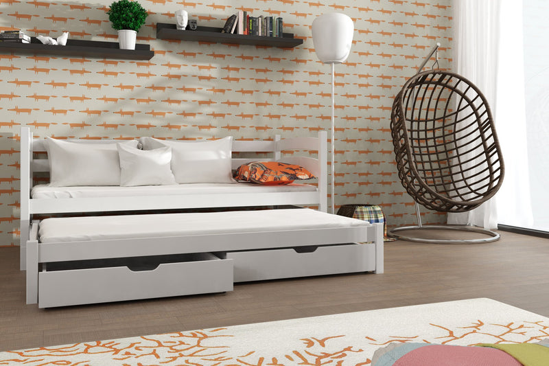 Tosia Double Bed with Trundle [White Matt] - Lifestyle Image 