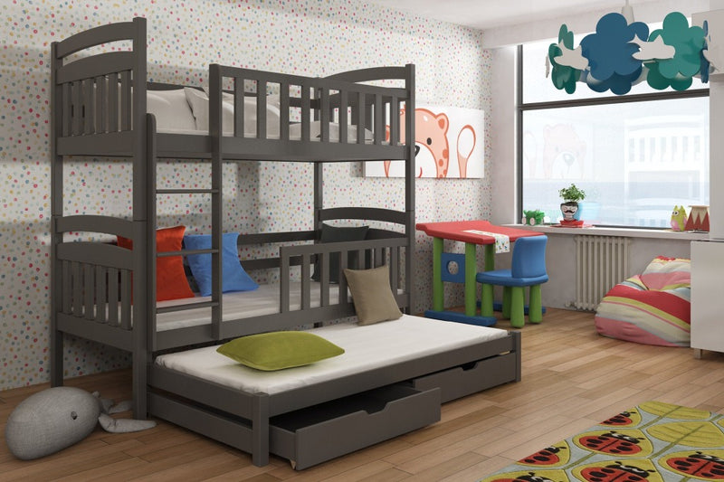 Viki Bunk Bed with Trundle and Storage [Graphite] - Product Arrangement 