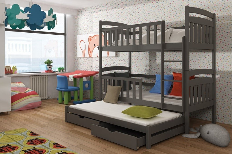 Viki Bunk Bed with Trundle and Storage [Graphite] - Product Arrangement 