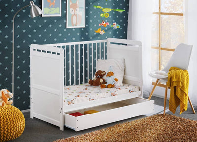 Tymek Cot Bed [White] - Removable Barrier and Optional Drawer  2